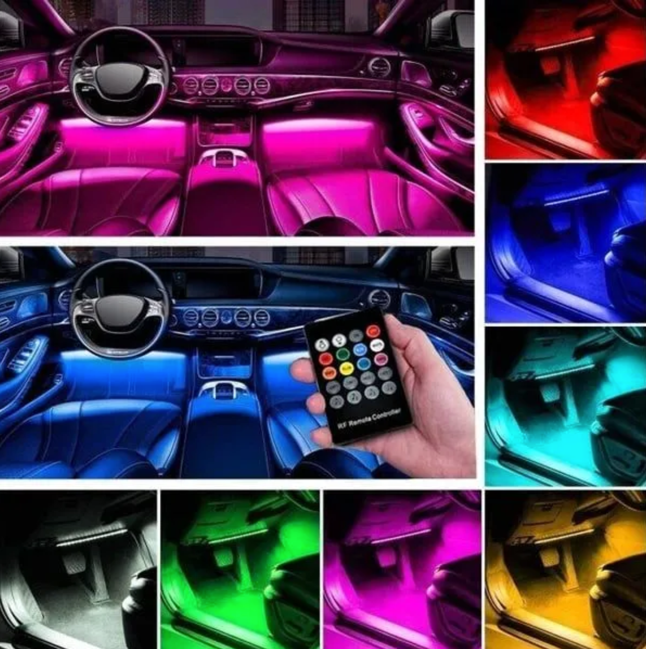 Lumières d'ambiance intérieures de voiture - (Contient 4 barres lumineuses)