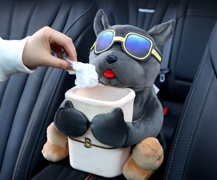 BOÎTE À MOUCHOIRS MONTÉE SUR VOITURE , 2 EN 1 DESSIN ANIMÉ