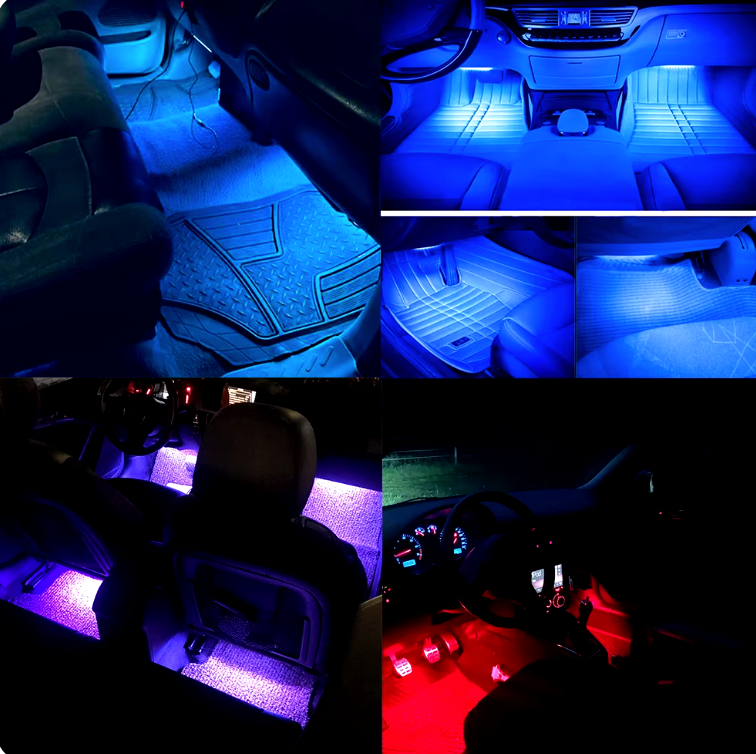 Lumières d'ambiance intérieures de voiture - (Contient 4 barres lumineuses)