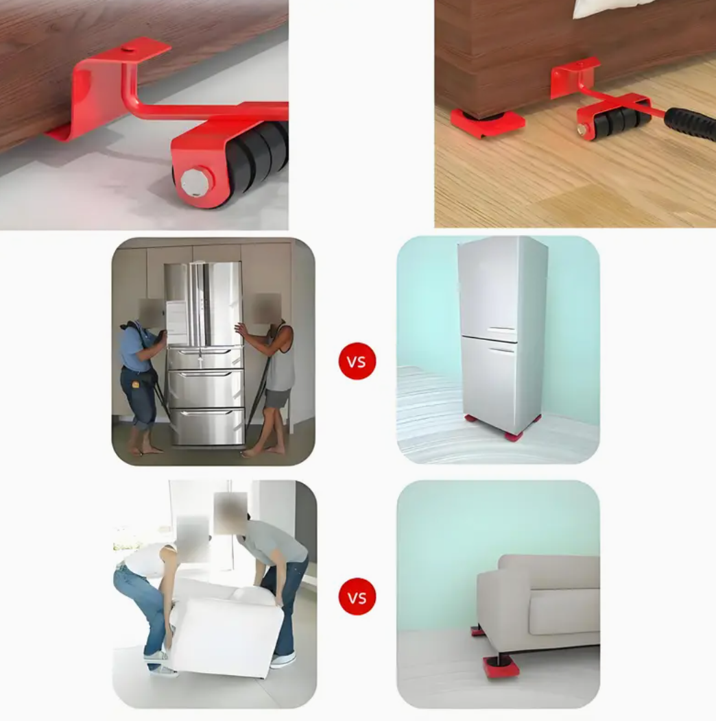 Ensemble de quatre outils pour déplacer des meubles
