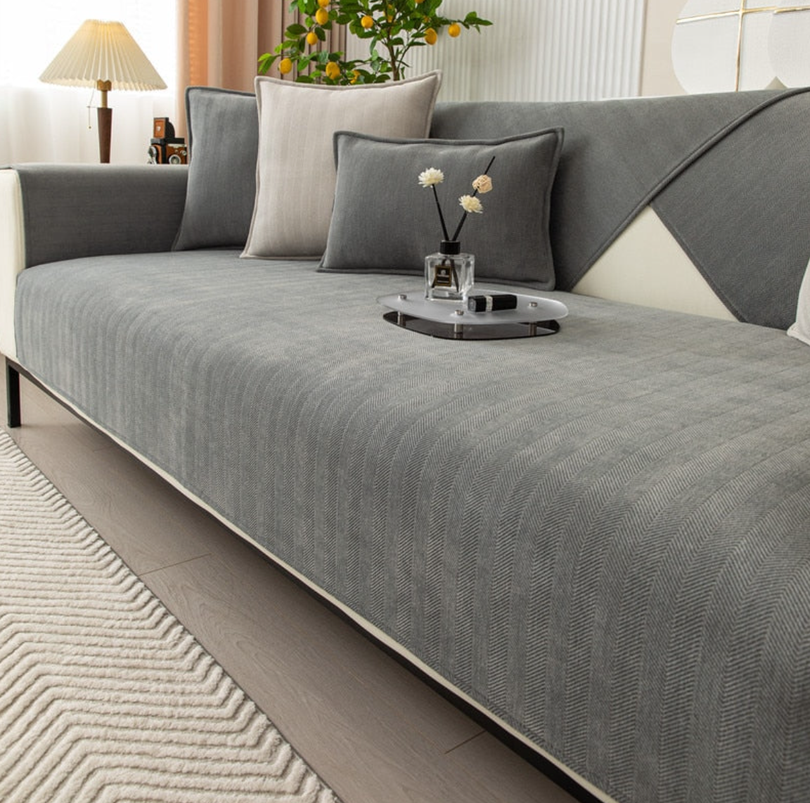Protège-Canapé Luxueux en Chenille Herringbone