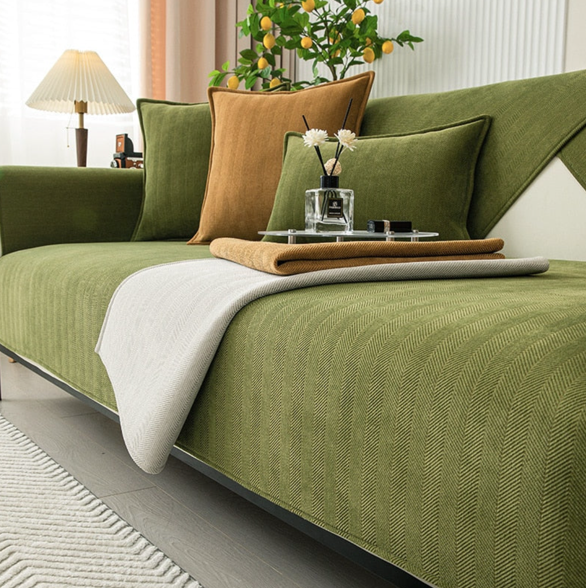 Protège-Canapé Luxueux en Chenille Herringbone