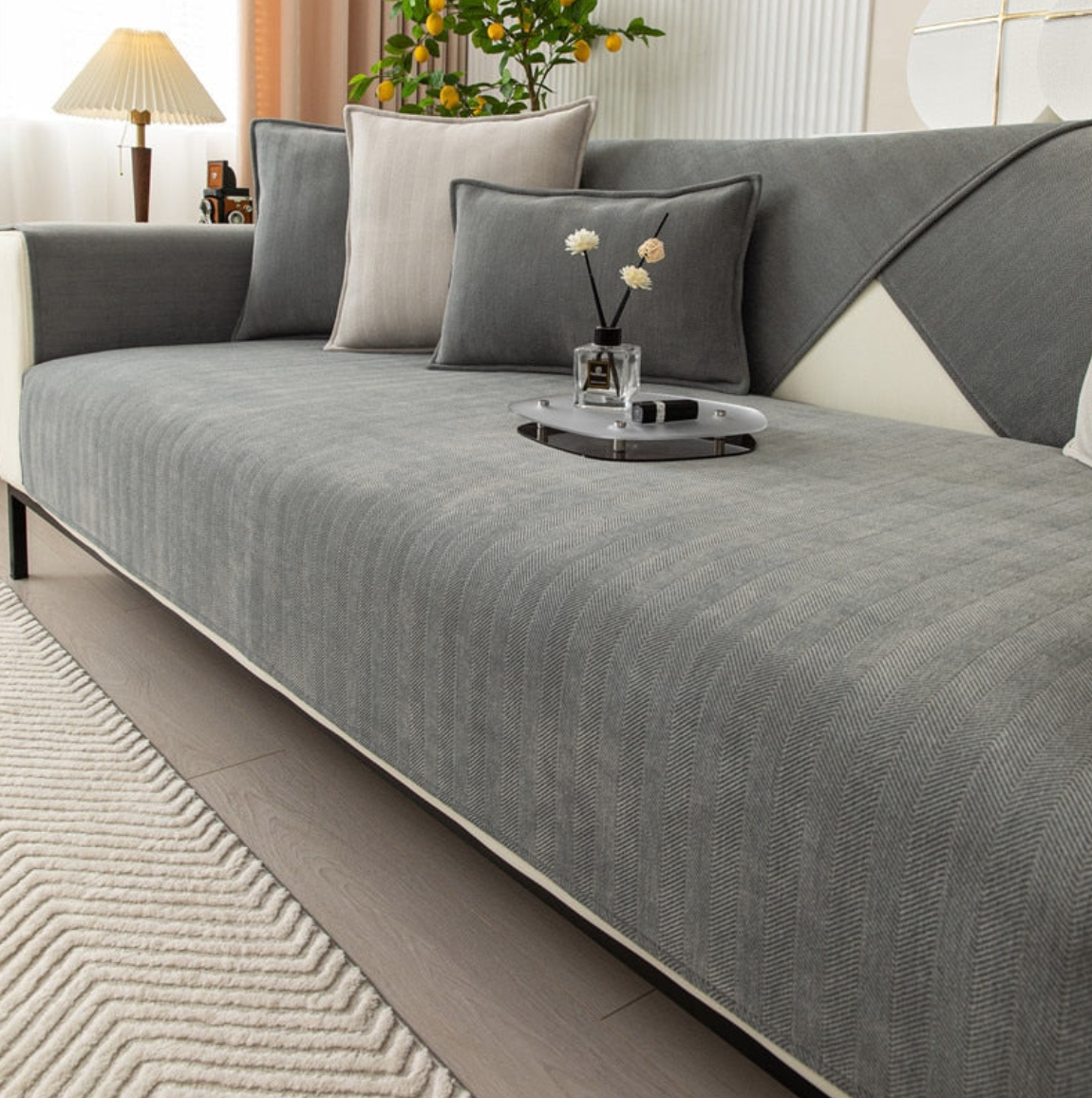 Protège-Canapé Luxueux en Chenille Herringbone
