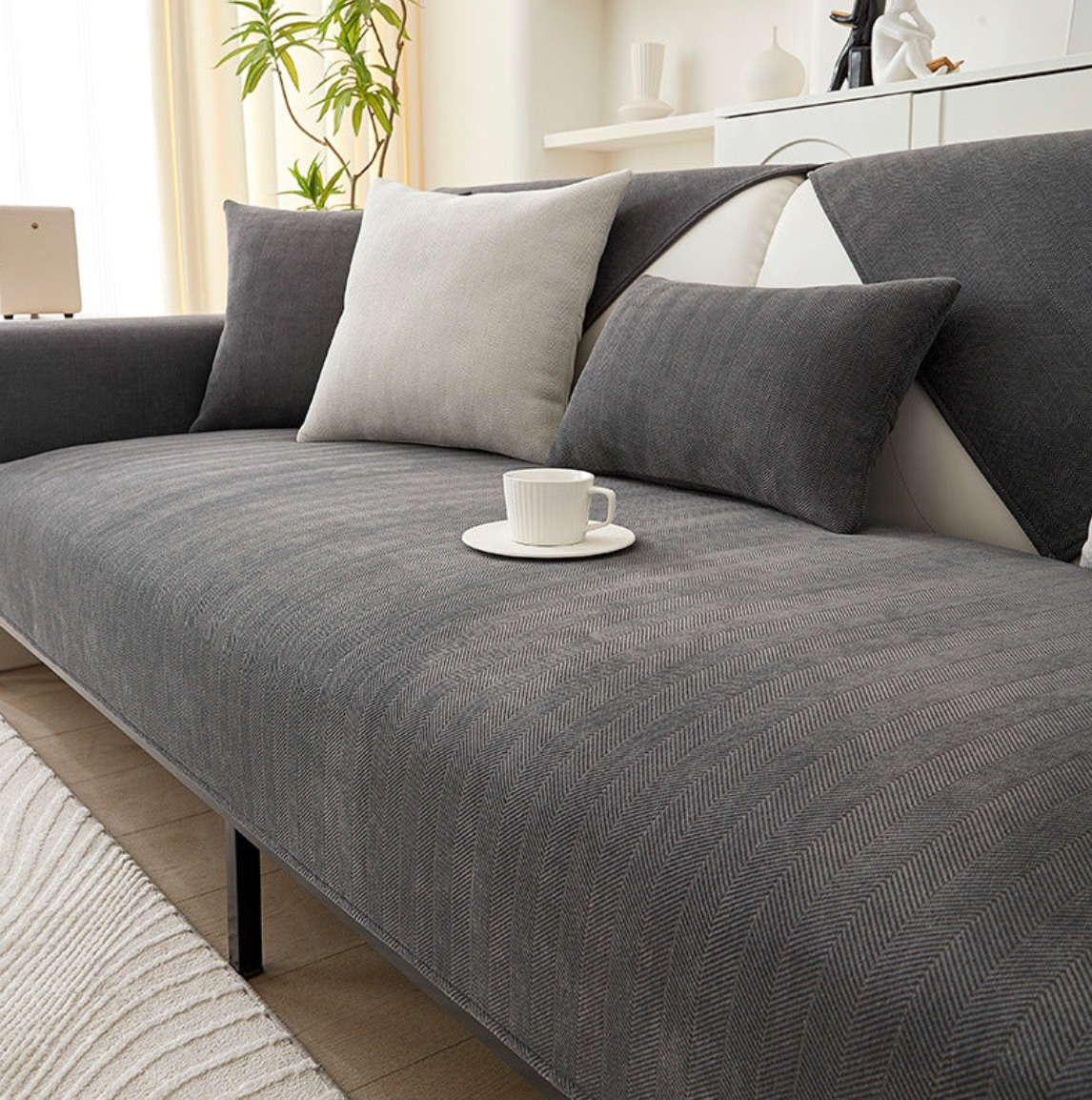 Protège-Canapé Luxueux en Chenille Herringbone