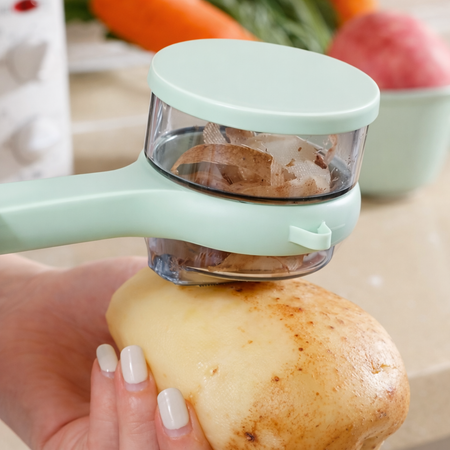 Éplucheur de conservation multifonctionnel avec boîte de rangement - Acier inoxydable