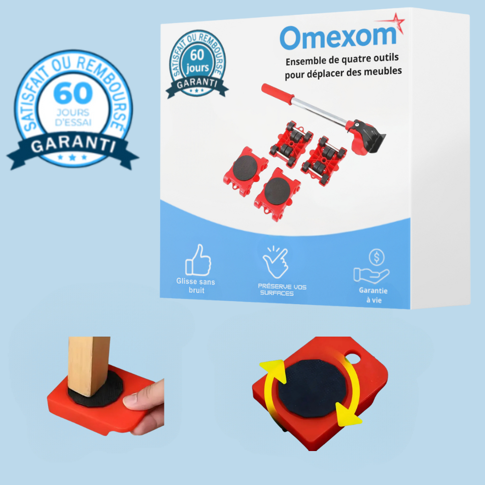 Ensemble de quatre outils pour déplacer des meubles